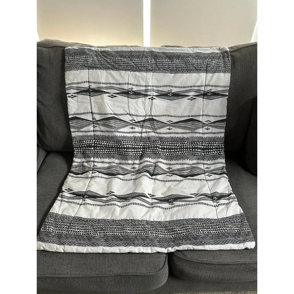 Hawaiian Polynesian Tribal Inspired Black White Unisex Baby Quilt Blanket